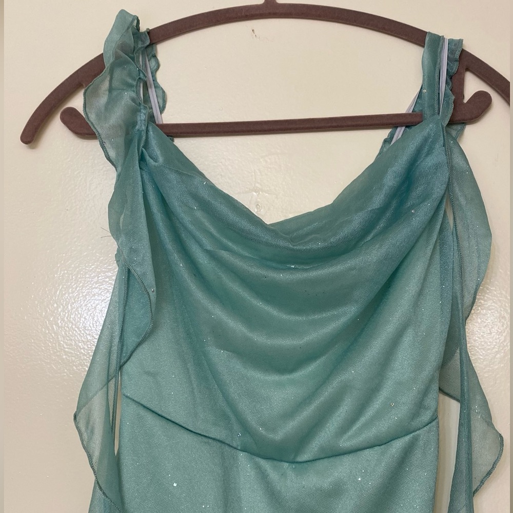 Sage Green Sequins Cowl Neck Midi Dress - Picture 6 of 8